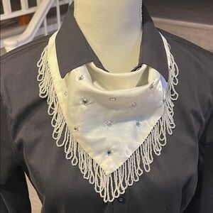 Rodeo Queen White Beaded Scarf